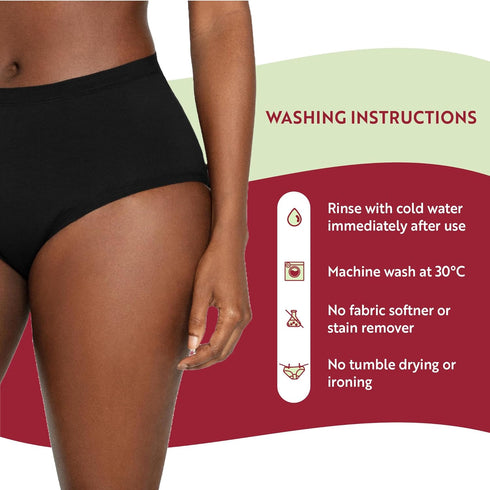 Organyc Organic Cotton Reusable Menstrual Pants, Period Underwear for Women, Extra Absorbent, High Waist, Black, XL