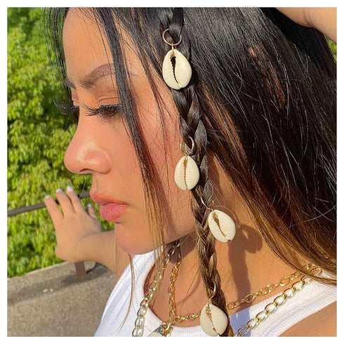 Vintage Dreadlock Hair Rings Clips, 5 Pcs Shell Braid Hair Hoops for Women and Girls