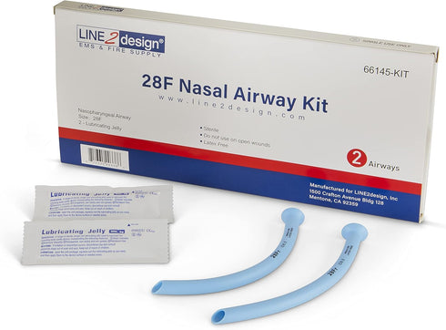 LINE2design Nasal Airway Kit 28F, Medical Nasopharyngeal Management Trauma Airways, Pack of 2