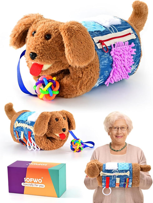 SOFWO Fidget Blanket and Muff Dog for Adults with Dementia, Alzheimers Dementia Activities