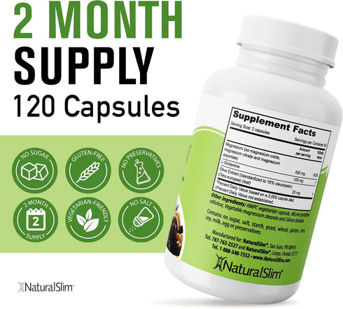 NaturalSlim Magnesium Oxide, 120 Vegetable Capsules for Constipation Relief & Colon Cleanser