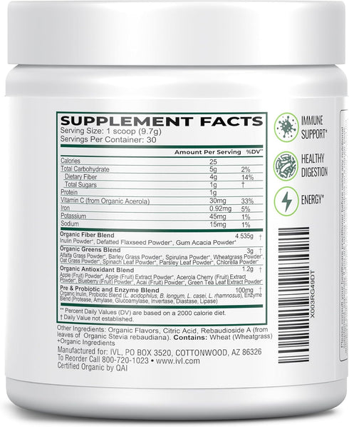 IVL - Vitality Greens, Organic Superfood Drink, Antioxidants, Micronutrients, 30 Servings
