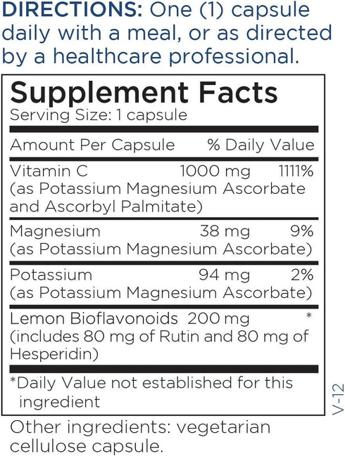 Metabolic Maintenance Buffered Vitamin C Supplement - 90 Capsules for Tissue + Immune Support