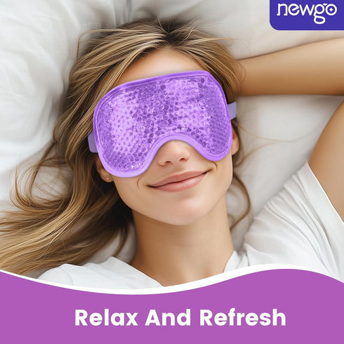 NEWGO Cooling Gel Eye Mask - Reusable Cold Pack for Puffy Eyes, Dark Circles, Stress Relief, Purple