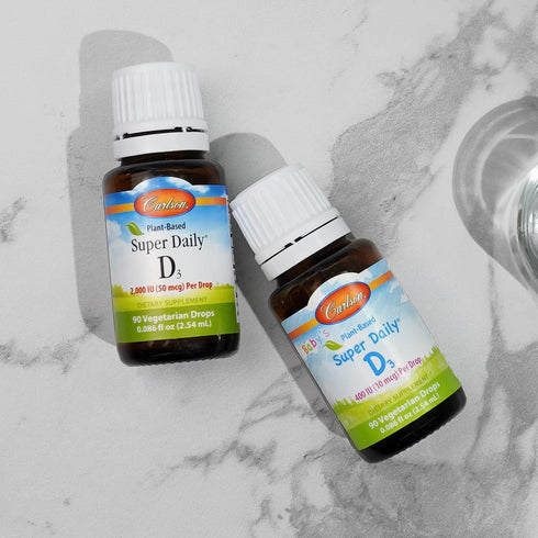 Carlson Baby's Plant-Based Super Daily D3, Vegetarian Liquid Vitamin D Drops, 400 IU per Drop, 90 Drops