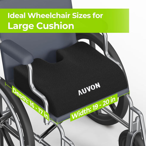 AUVON Wheelchair Seat Cushions (20"x16"x4") - Memory Foam for Sciatica, Back, Coccyx Pain Relief