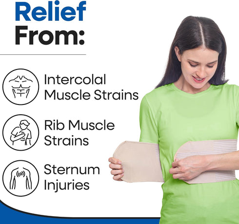 Rib Brace Chest Binder | Chest Compression Support for Rib Muscle Injuries, Bruised Ribs | Breathable Rib Wrap (L/XL 44