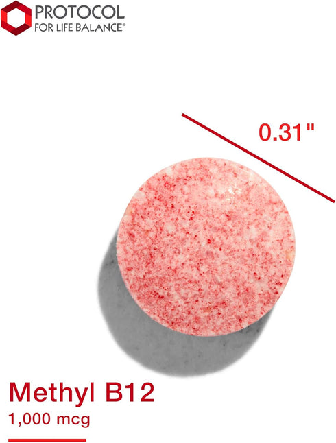 Protocol Methyl B12 1,000mcg - Supports Brain Health & Healthy Nervous System* - 100 Lozenges, Kosher, Halal & Vegan