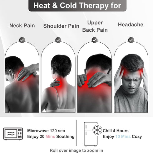 SuzziPad Microwavable Neck Heating Pad for Pain Relief, Shoulder Heating Pads for Chronic Muscle Tightness & Stress