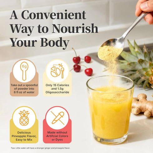 Immunity 30 Juicing Ginger Shots, Pineapple Ginger Turmeric Drink with Vitamin C, Zinc & lron, Superfood Juice Powder