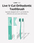 Pack 6, LiveOrals V-Cut Orthodontic Toothbrush (White) of Medium Bristles, Ergonomic Manual Toothbrush for Adults