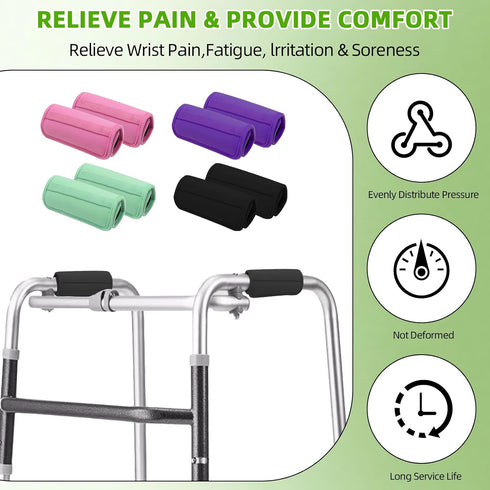 Update Walker Grip Covers Pads - Soft Cushion Padding for Rolling Wheelchair, Walker, Rollator Handle, Moisture Wicking