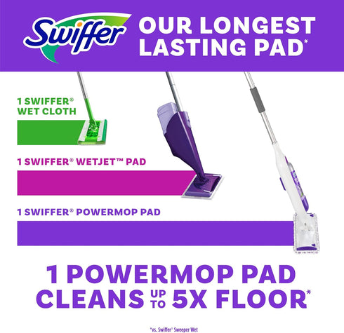 Swiffer PowerMop Multi-Surface Mopping Pad Refills for Floor Cleaning, 11 Count