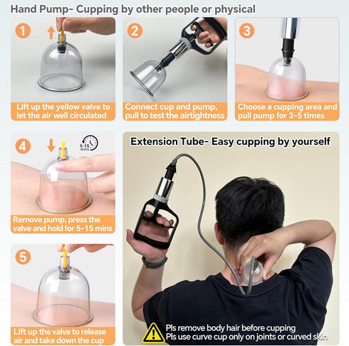 Set 12 Cupping Kit for Massage Therapy with Pump Massage Cups for Cellulite Reduction Muscle Back Pain Relief Physical