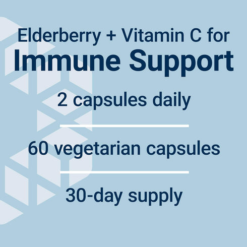 Life Extension Black Elderberry + Vitamin C, Everyday Immune Support, Gluten Free, Non-GMO, Vegetarian, 60 Capsules