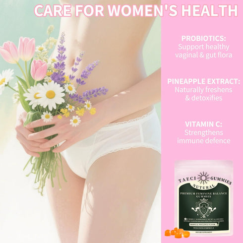 Taeci Gummies 60 Gummies (30-Day Pineapple Feminine Balance for Women Probiotics for pH & Vaginal Health, Supports Odor