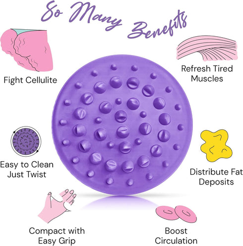 Scala Silicone Cellulite Massager | Bath Shower Scrubber Accessories | Body Massager Tool, Exfoliator, Purple