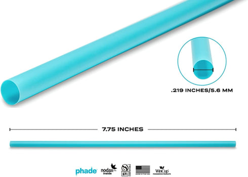 phade Eco-Friendly 7.75" Jumbo Drinking Straws, 375 Count, Sustainable Biodegradable Individually Wrapped