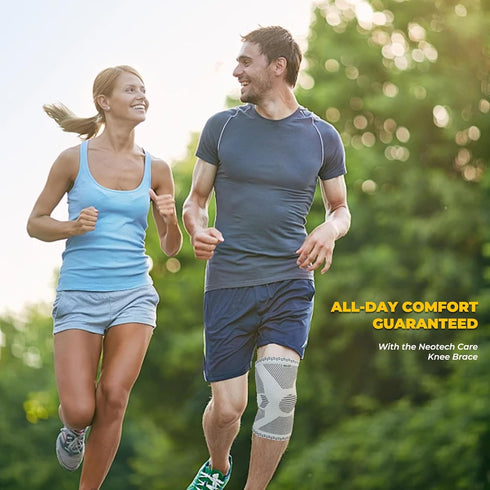 NeoTech Care Knee Support Brace - Breathable for Men, Women, Right or Left (Gray, Size S)
