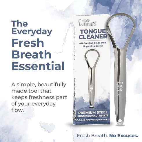 Set 420 Dr. Whites Precision Tongue Care Morning Routine Single Grip | Stainless Steel Tongue Cleaner + Pure Pineapple