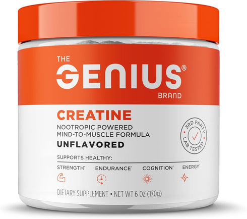 The Genius Brand Genius Creatine, Monohydrate Powder for Active Lifestyles, Endurance, Strength, Muscle Health Support