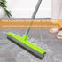 Push Broom for Pet Hair Removal with Squeegee, Soft Silicone Bristle Broom for Cat/Dog Hair, Green