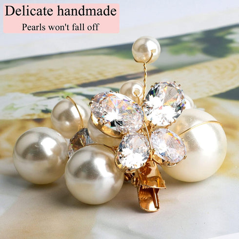 Small Sparkly Pearl Rhinestone Hair Clips - Set of 5 PCS Butterfly Hair Accessories for Women Girls in Wedding Prom