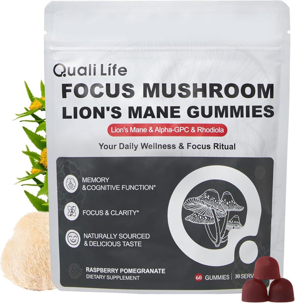 Mushroom Gummies with Lions Mane - Alpha Brain Gummy for Focus &