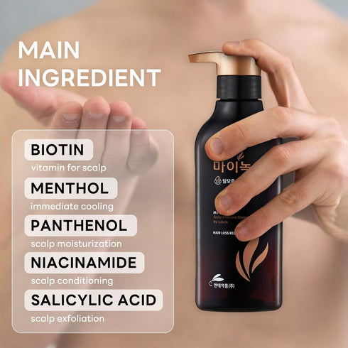 Scalp Intensive Shampoo, Anti-Hair Loss Shampoo for Men and Women, Korean Hair Regrowth with Biotin
