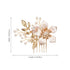 SWEETV Gold Bridal Hair Clip, Floral Hair Comb Barrette for Brides Wedding