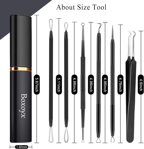 Pimple Popper Tool Kit - 6 Pcs Blackhead Remover Comedone Extractor Tool Kit with Metal Case for Quick Removal of