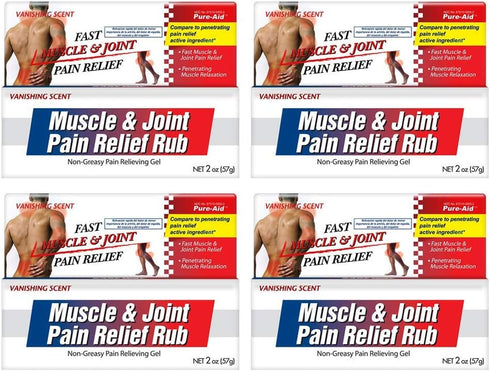 Muscle & Joint Pain Relief Rub - 2oz (4pk) | Fast Relief from Minor Arthritis, Backache, Non-Greasy Cream
