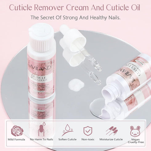 SAVILAND Cuticle Remover and Oil Kit - Nail Care with Cuticle Trimmer and Moisturizer for Home Use