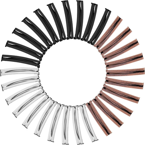 Hotop 30 Pieces Hair Clip, Open Center Domed Metal Barrettes in Assorted Colors (Black, Brown, Silver)