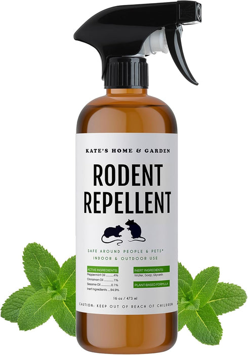 Kate Naturals Peppermint Oil Spray for Rodents, Mice, Raccoon, Bat, and Squirrels, Non-Toxic Indoor & Outdoor (16oz)