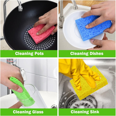 YoleShy 24 Pack Kitchen Sponges Natural Cellulose Compressed Sponges for Cleaning Reusable Dish Sponge Kitchen