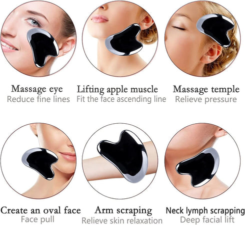 KENID 1Pcs 1) Terahertz Gua Sha Massage Tool Natural Guasha Stone Face Massager Gouache Scraper for Neck Body Scraping