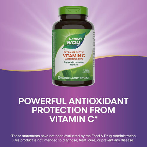 Nature's Way Vitamin C with Rose Hips, 1000 mg per Serving, 250 Capsules