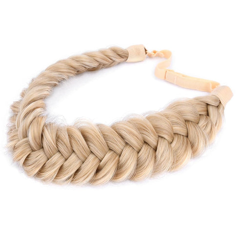 Messy Wide 2 Strands Honey Blonde Synthetic Hair Braided Headband for Women (Honey Blonde)