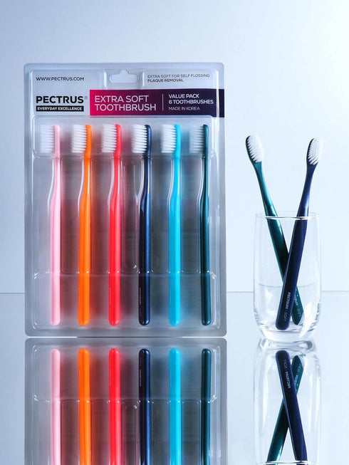 Pack, 6 Count, Extra Soft Manual Toothbrush Deep Cleaning Flossing Toothbrushes for Sensitive Teeth & Receding Gums