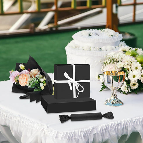 PLULON 60 Sheets Black Tissue Paper Bulk, Gift Wrap Tissue Paper for Birthday Wedding Holiday Flower Packaging
