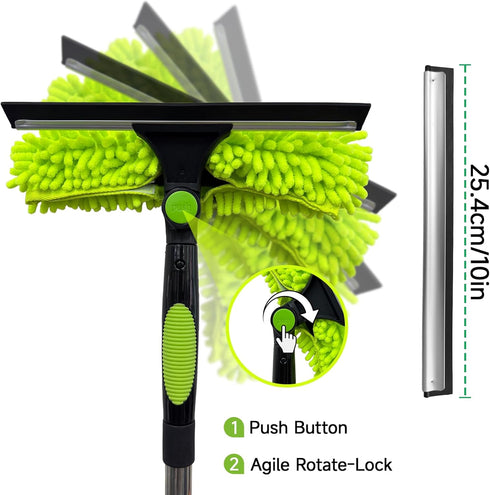 LILISPAI 67'' 2-in-1 2 2 Window Squeegee Cleaner Tool with Extension Pole, Squeegee for Window Cleaning Kit