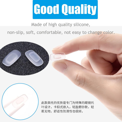 OPUGIT 5 Eyeglass Nose Pads Pairs Push in Soft Silicone Replacement Rectangle Push Slide Slip in Silicone Nosepads