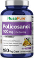 NusaPure Policosanol 100mg - 180 Veggie Capsules (Vegan, Non-GMO)