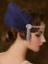 SWEETV Flapper Headbands, Womens 1920s Headpiece, Great Gatsby Inspired Feather Headband, Blue