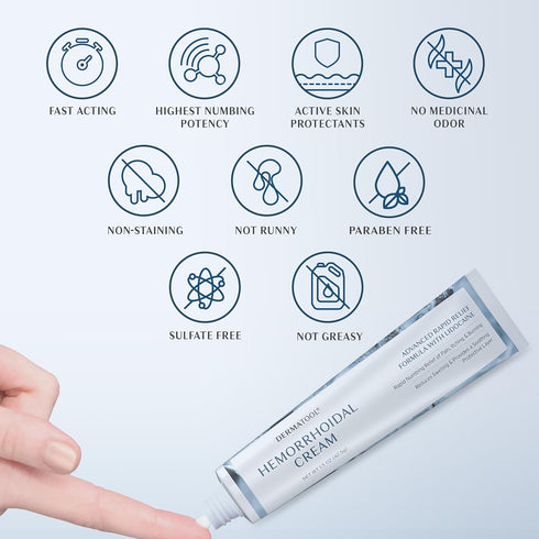 Hemorrhoid Treatment - Advanced Cream 5% Lidocaine & Phenylephrine for Rapid Relief of Pain, Swelling, Bleeding