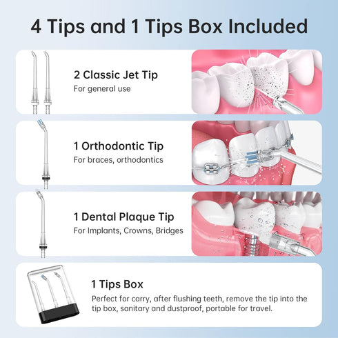 300ML Portable Cordless Water Dental Flosser, 4-Modes USB Rechargeable Oral Irrigator for Teeth Care