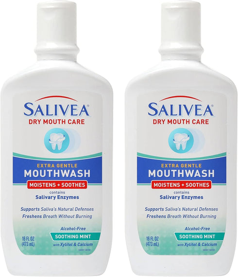 Dry Mouth Mouthwash - Soothing Mint with Natural Salivary Enzymes, Gentle Breath Freshener & Dry Mouth Treatment - Mint