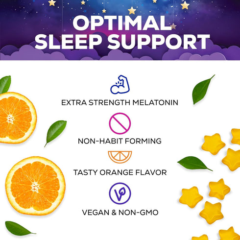 Sugar Free Sleep Gummies for Adults, 120 Gummies, Extra Strength 6mg Melatonin, Vegan, Non-GMO, Sleep Support