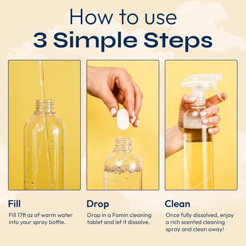 FOMIN Multi Surface Cleaner Refill Tablets, 6 Pack Lemon Zest, All Purpose Cleaner for Household & Kitchen
